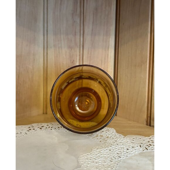 Vintage Libbey Amber Glass Tumbler Retro Drinkware Daisy Pattern - Picture 3 of 4